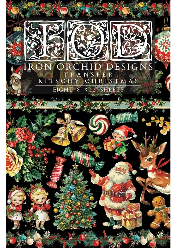 Iron Orchid Designs Kitschy Christmas *Limited Edition Transfer Pad - eight 8"x12" sheets | Iron Orchid Designs
