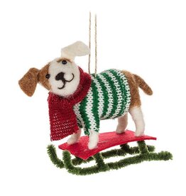 Abbott Collection Winter Dog on Sled Orament
