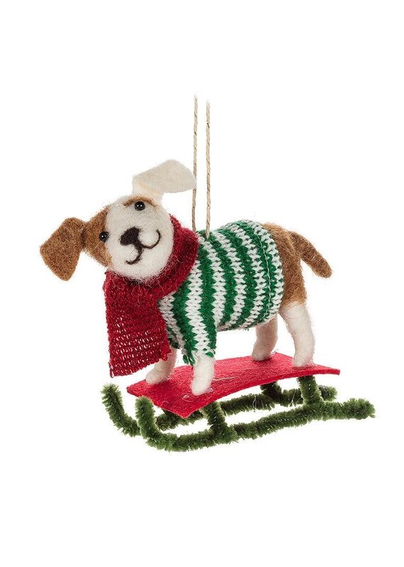Abbott Collection Winter Dog on Sled Orament