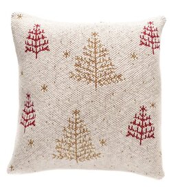 Brunelli Mouna Cream Holiday Toss Cushion with Fir Trees