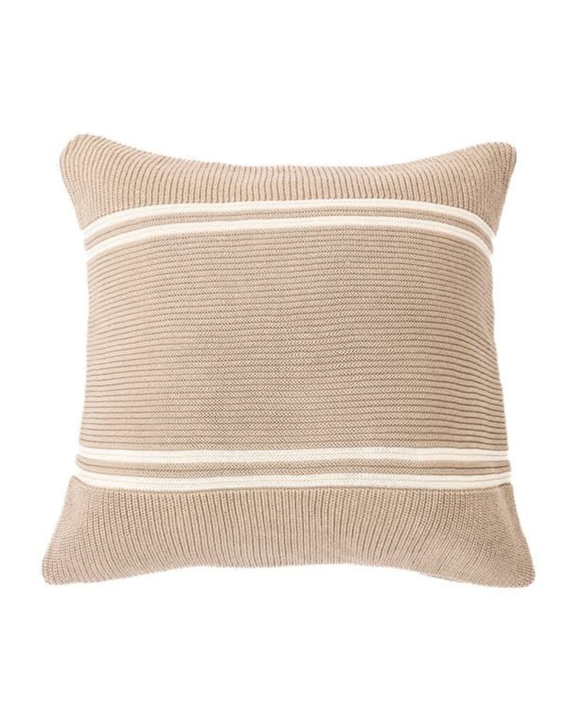 Brunelli Striped Tauped Knitted Toss Cushion by Brunelli | 18"x18"
