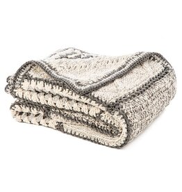 Brunelli Knitted Cream & Grey Throw by Brunelli | 50"x60"