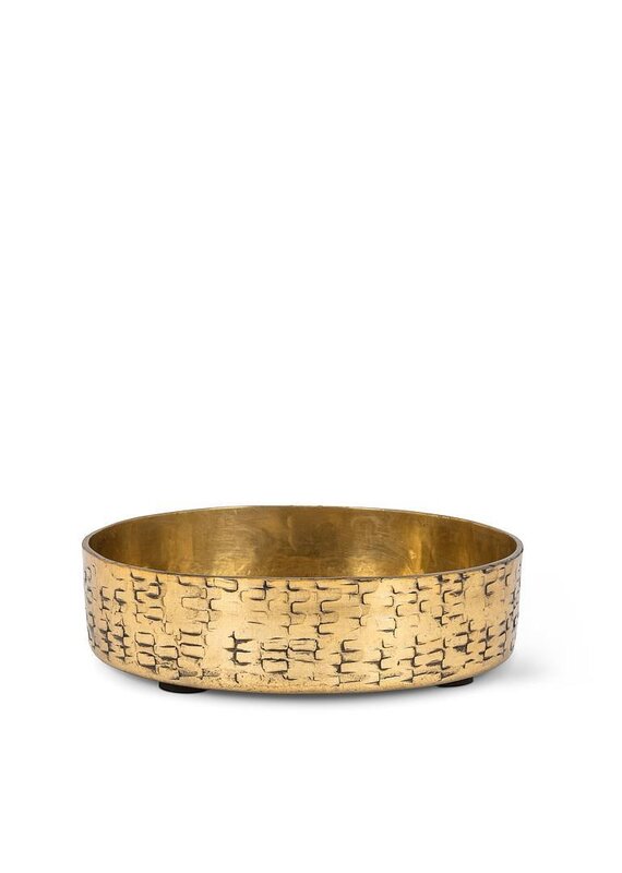 Abbott Collection Round Hammered Antique Gold Candle Base