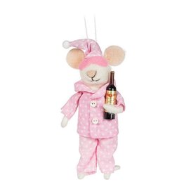 Abbott Collection Pajama Mouse with Wine Ornament