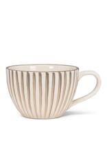 Abbott Collection Grey Stripe Stoneware Latte Mug