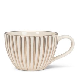 Abbott Collection Grey Stripe Stoneware Latte Mug