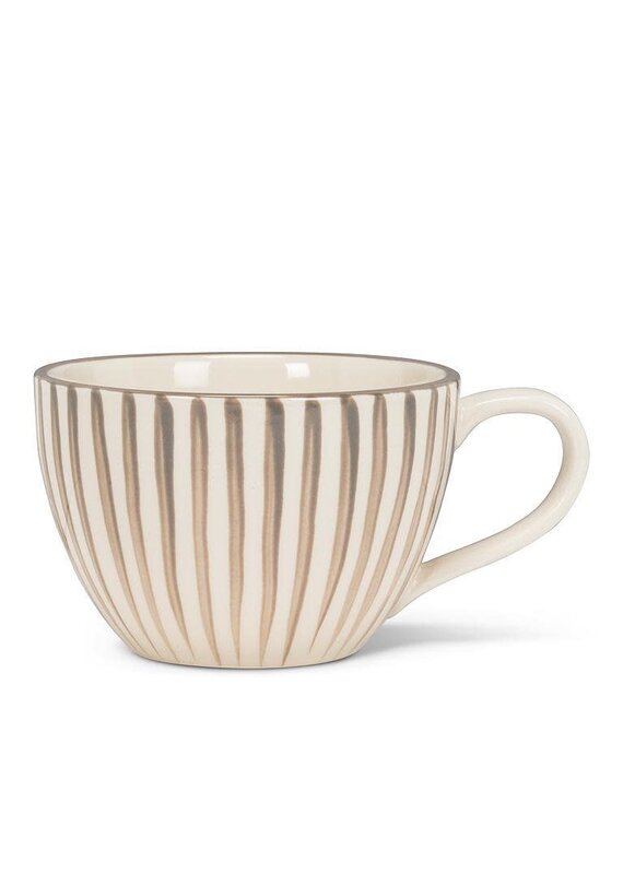 Abbott Collection Grey Stripe Stoneware Latte Mug