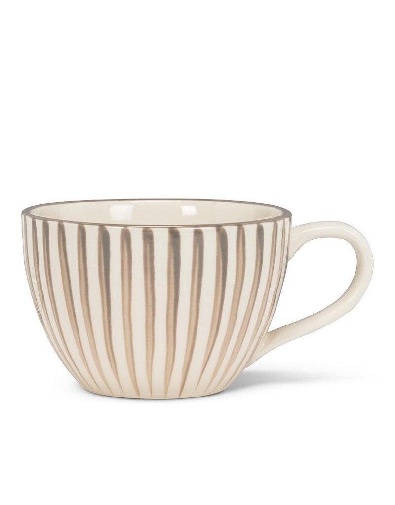 Abbott Collection Grey Stripe Stoneware Latte Mug
