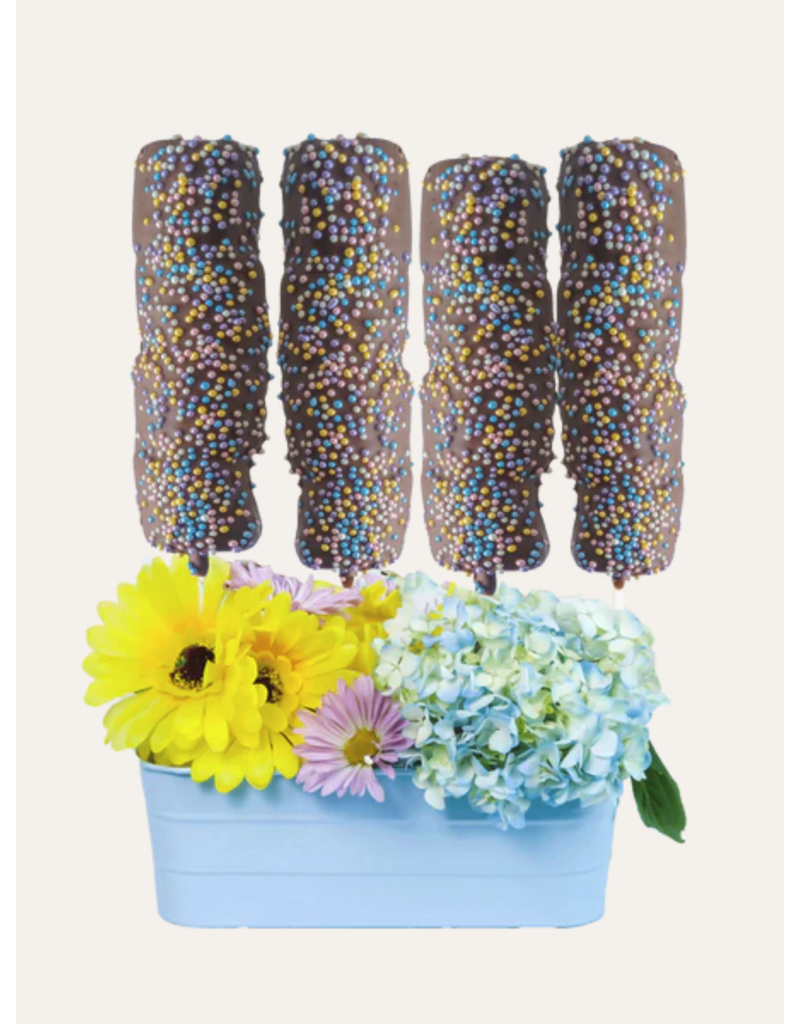 Saxon Chocolates Milk Chocolate Marshmallows with Spring Sprinkles