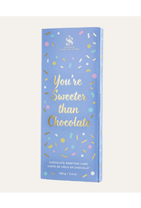 Saxon Chocolates "You're Sweeter Than Chocolate" Milk Chocolate Toffee Bar Greeting Card