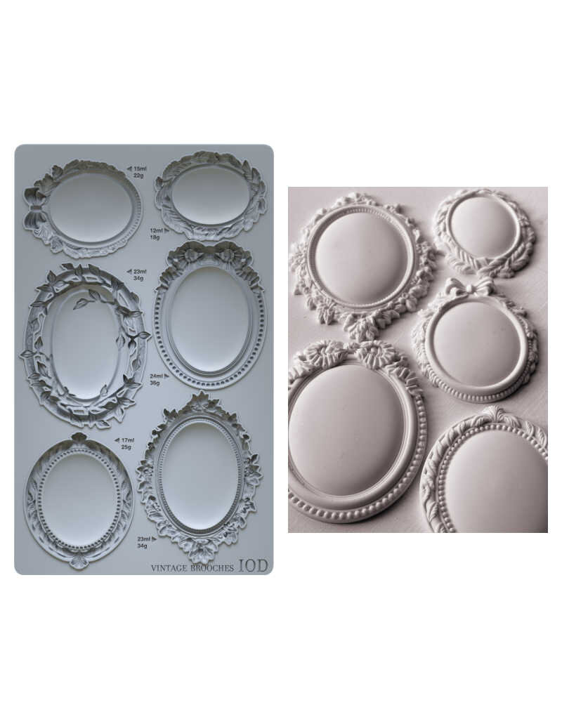 Iron Orchid Designs Vintage Brooches IOD Decor Mould (6″x10″)