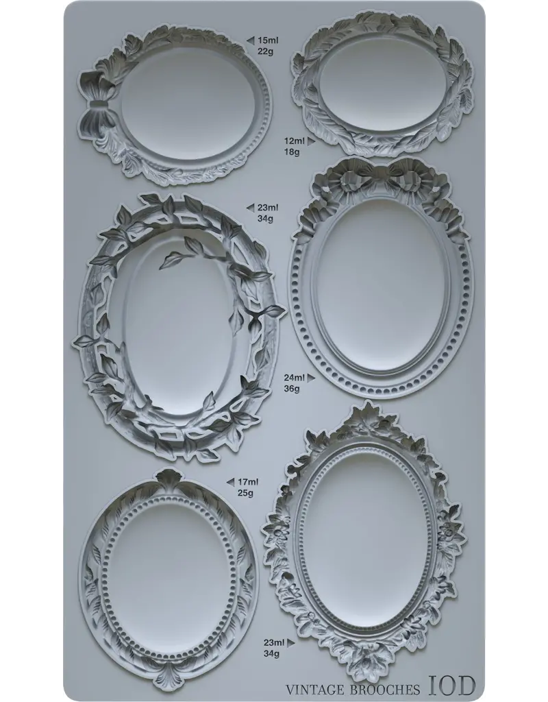 Iron Orchid Designs Vintage Brooches IOD Decor Mould (6″x10″)