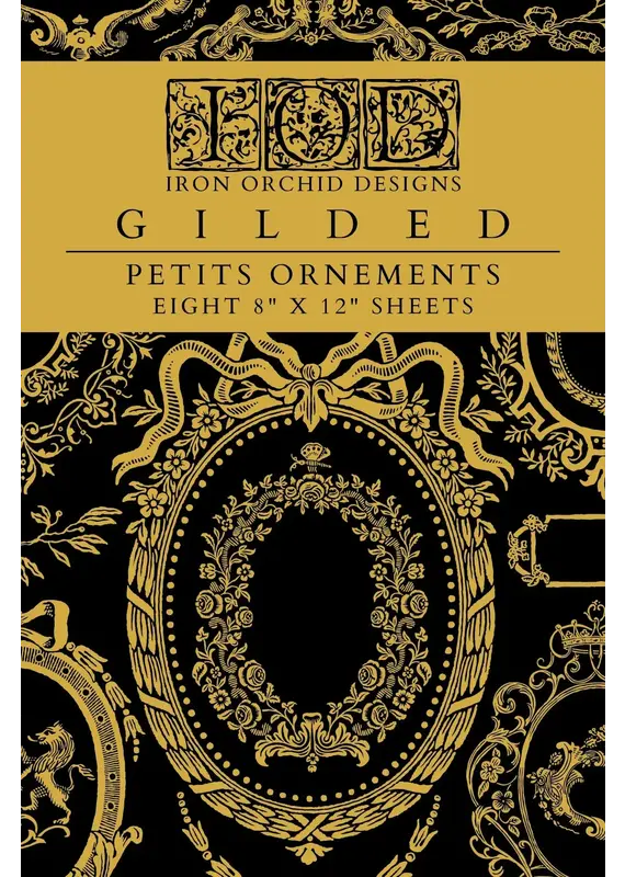 Iron Orchid Designs Petits Ornements Gilded Gold Transfer Pad - eight 8"x12" sheets | Iron Orchid Designs