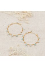 Glee Jewelry Pritti Gold Hoops with Amazonite | Glee Jewelry