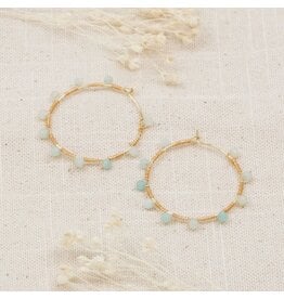 Glee Jewelry Pritti Gold Hoops with Amazonite | Glee Jewelry