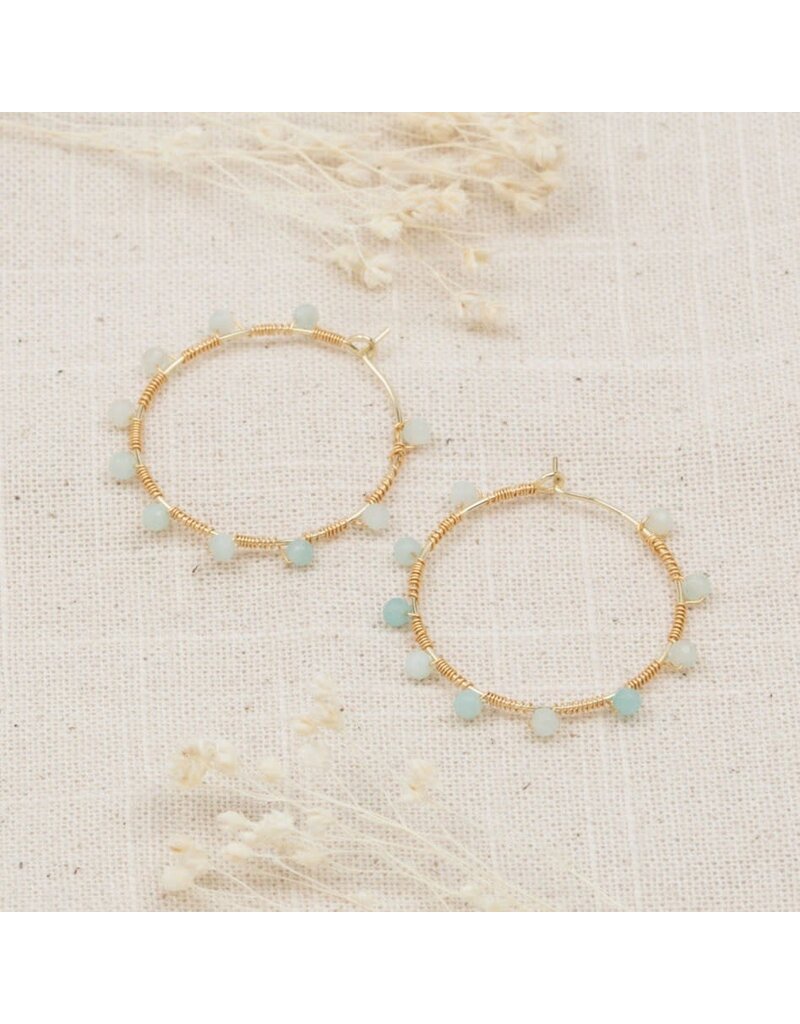 Glee Jewelry Pritti Gold Hoops with Amazonite | Glee Jewelry
