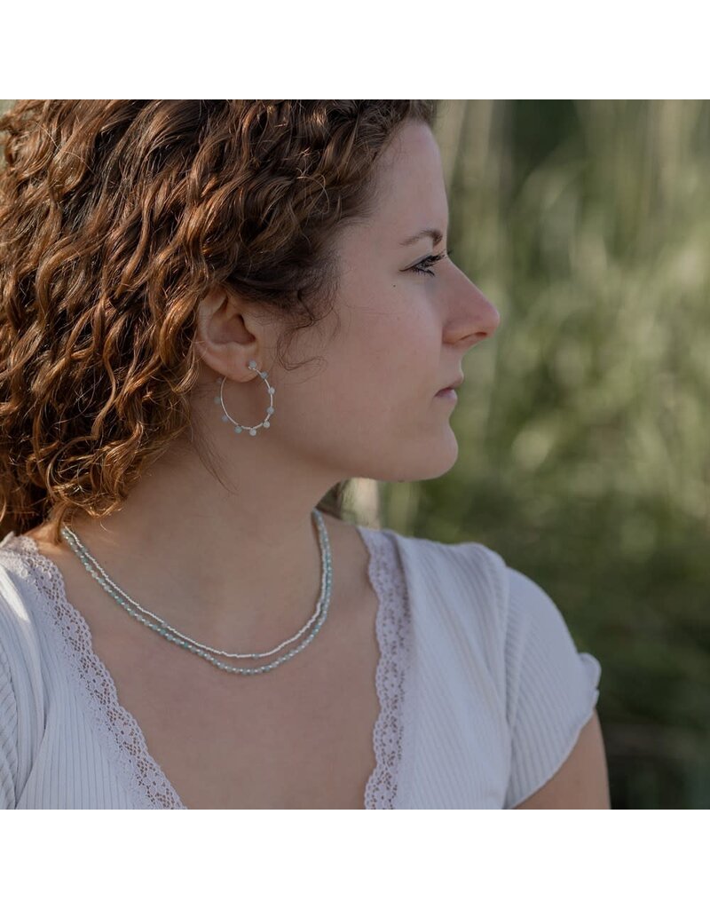 Glee Jewelry Pritti Gold Hoops with Amazonite | Glee Jewelry