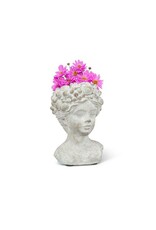 Abbott Collection Small Woman with Flowers & Fruits Cement Planter