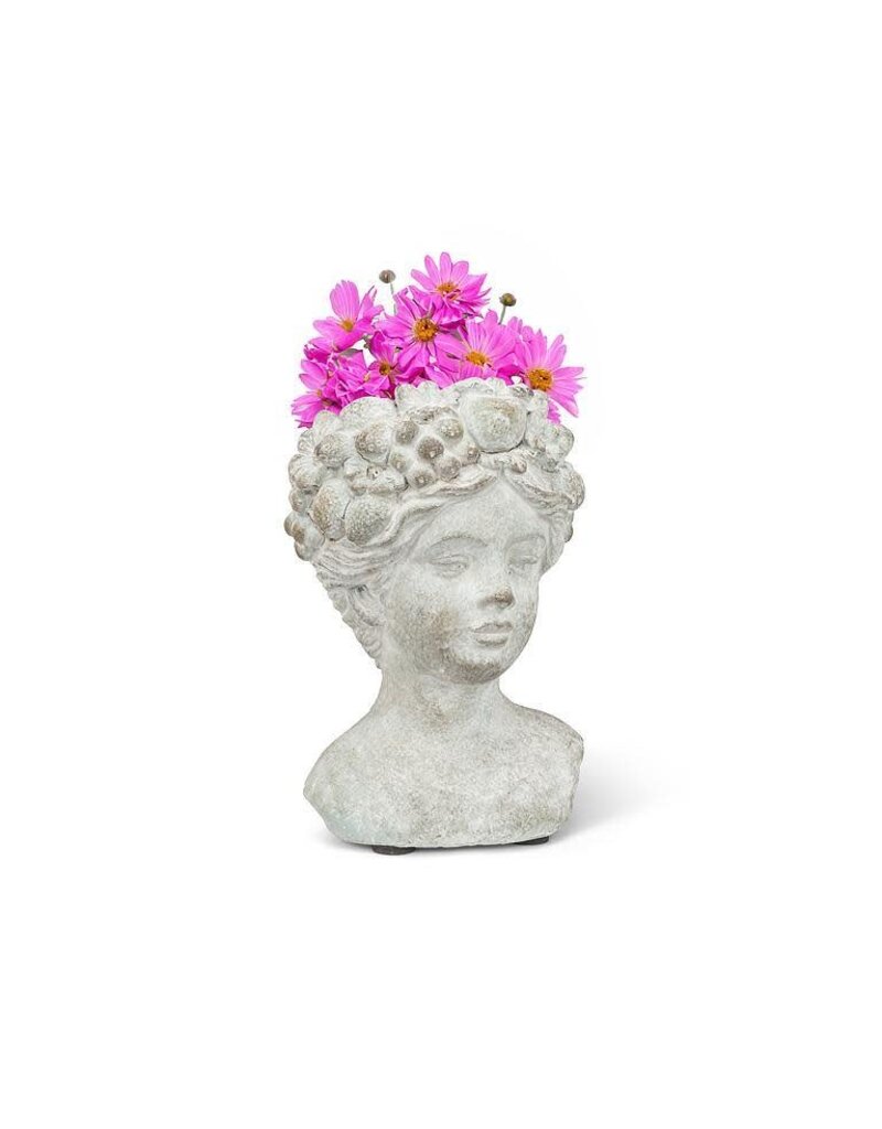 Abbott Collection Small Woman with Flowers & Fruits Cement Planter