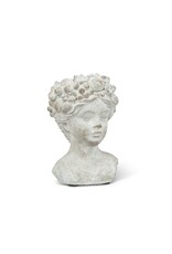 Abbott Collection Small Woman with Flowers & Fruits Cement Planter