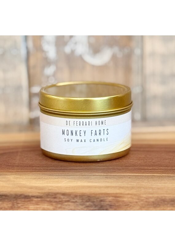 DeFerrari Candles Monkey Farts Soy Wax Candle Piccola Gold Tin