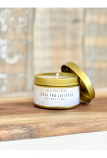 DeFerrari Candles Cocoa and Lavender Coconut Soy Wax Candle Piccola Gold Tin