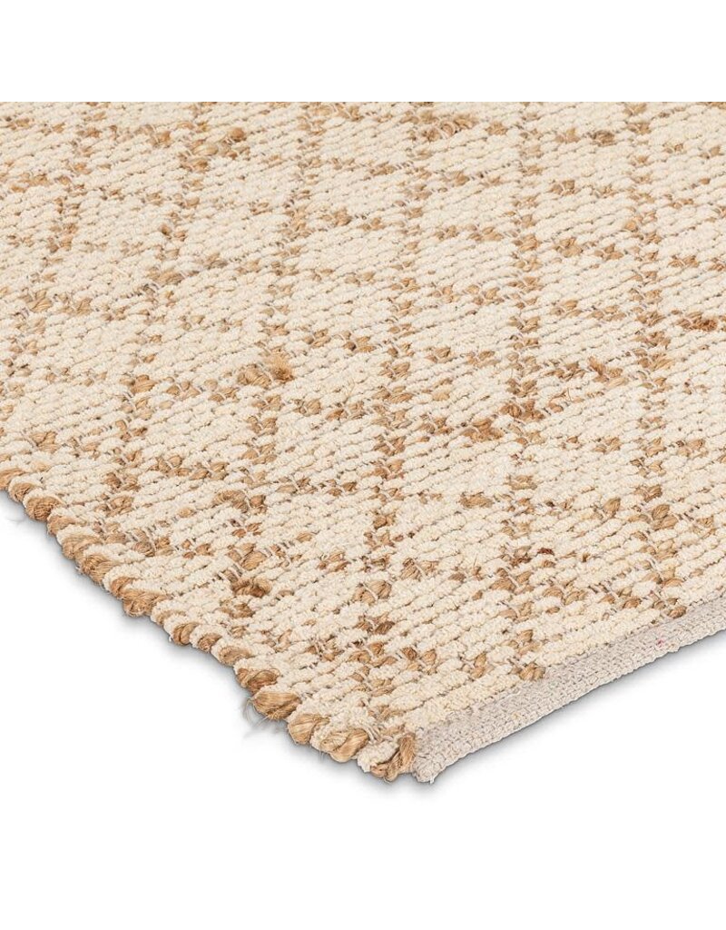 Abbott Collection Ivory Diamond Weave Cotton & Jute Floor Mat | 36"x60"