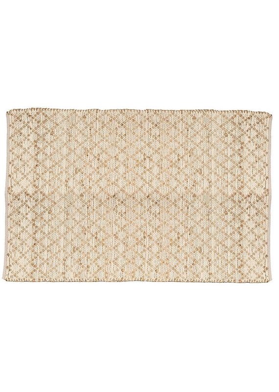 Abbott Collection Ivory Diamond Weave Cotton & Jute Floor Mat | 36"x60"