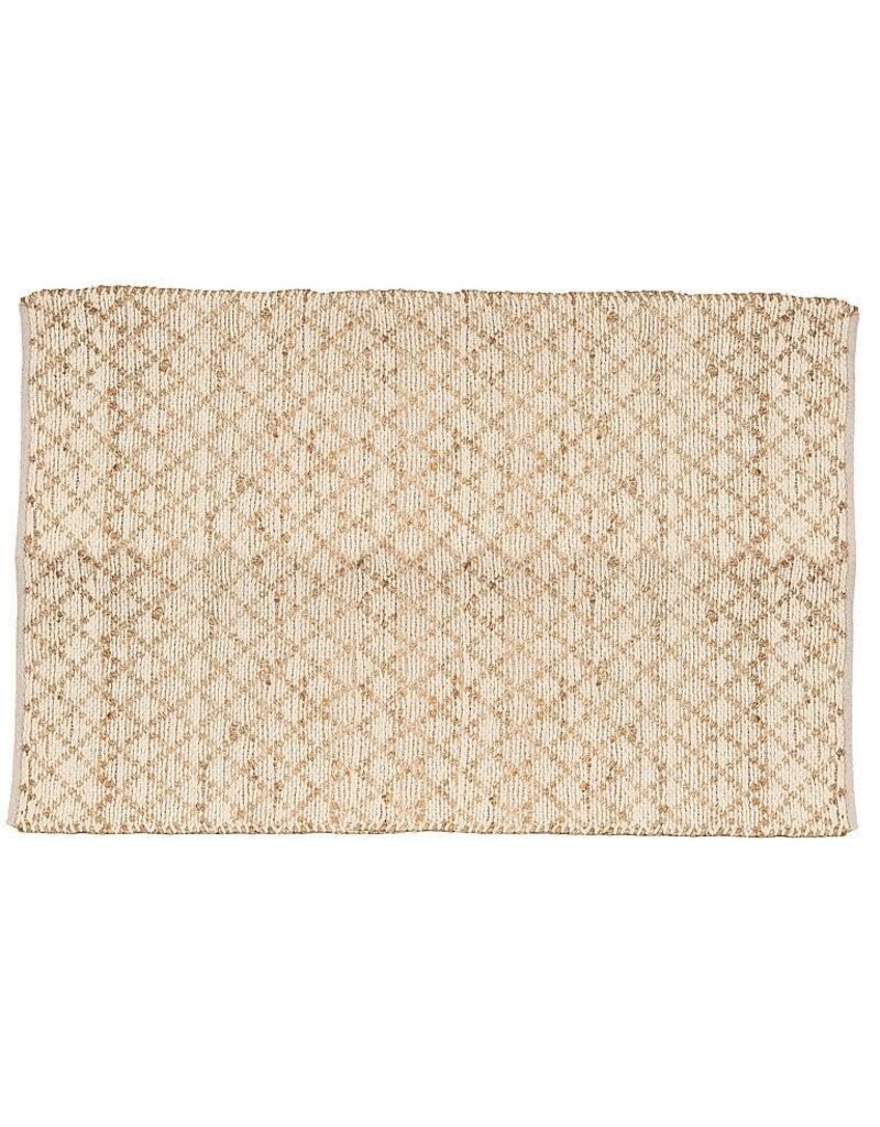 Abbott Collection Ivory Diamond Weave Cotton & Jute Floor Mat | 36"x60"