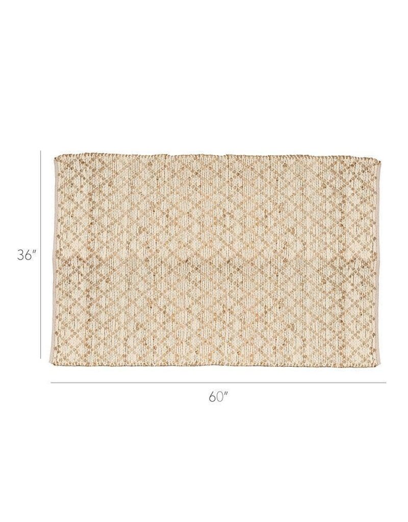 Abbott Collection Ivory Diamond Weave Cotton & Jute Floor Mat | 36"x60"