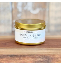 DeFerrari Candles Oatmeal and Honey Soy Wax Candle Piccola Gold Tin