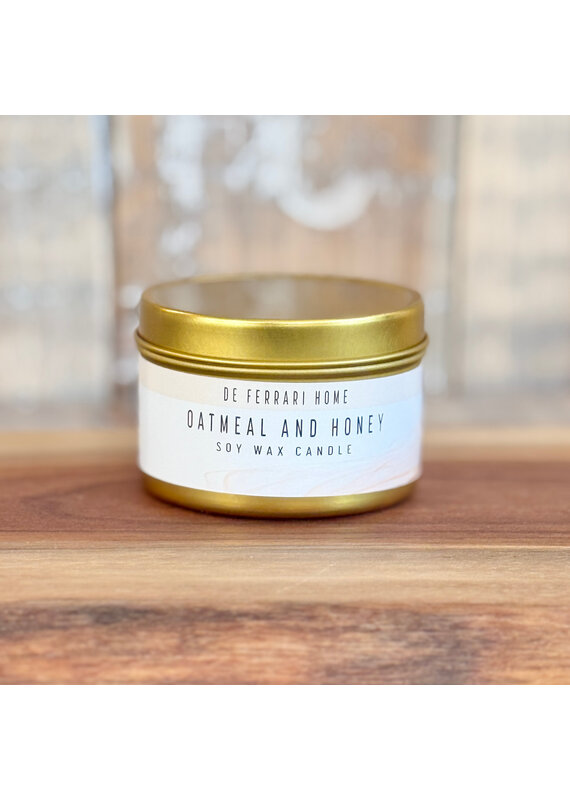 DeFerrari Candles Oatmeal and Honey Soy Wax Candle Piccola Gold Tin