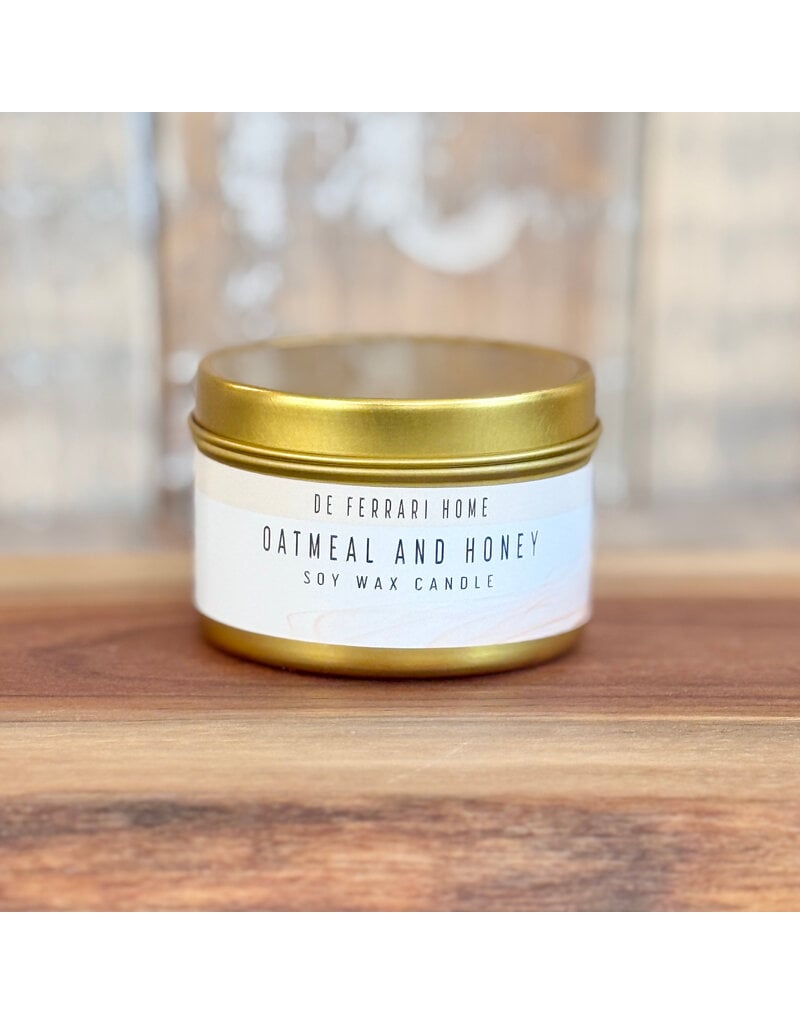 DeFerrari Candles Oatmeal and Honey Soy Wax Candle Piccola Gold Tin