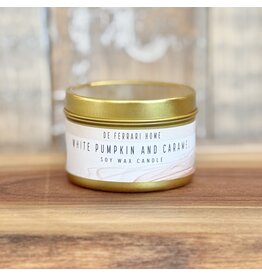 DeFerrari Candles White Pumpkin and Caramel Soy Wax Candle Piccola Gold Tin