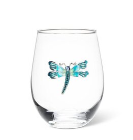 Abbott Collection Stemless Wine Glass with Jewelled Dragonfly