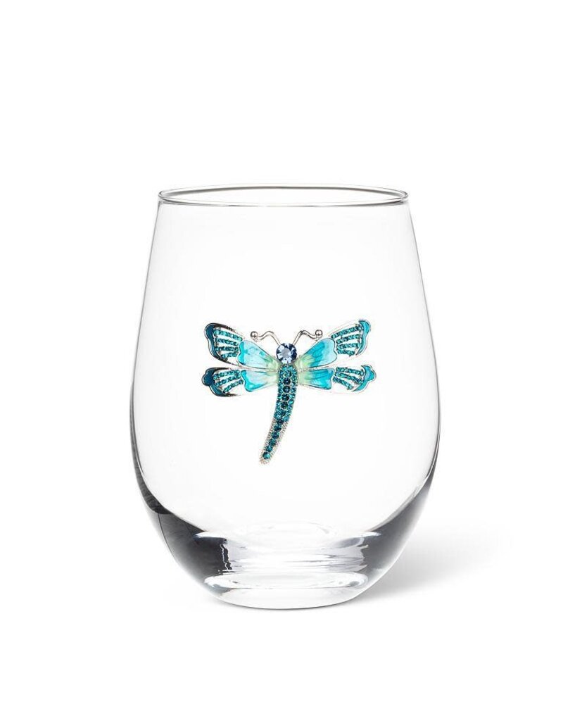 Abbott Collection Stemless Wine Glass with Jewelled Dragonfly