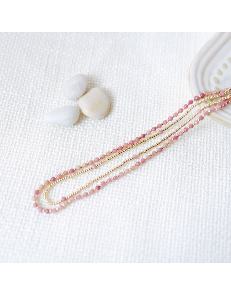 Glee Jewelry Always Necklace Gold with Pink Rhodonite | Glee Jewelry