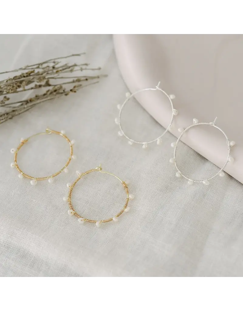 Glee Jewelry Jolie Hoop Earrings with White Pearl | Glee Jewelry