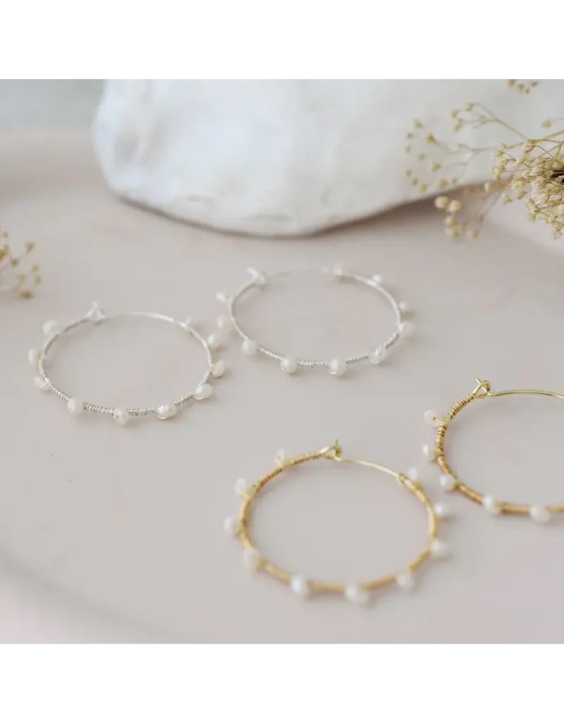 Glee Jewelry Jolie Hoop Earrings with White Pearl | Glee Jewelry