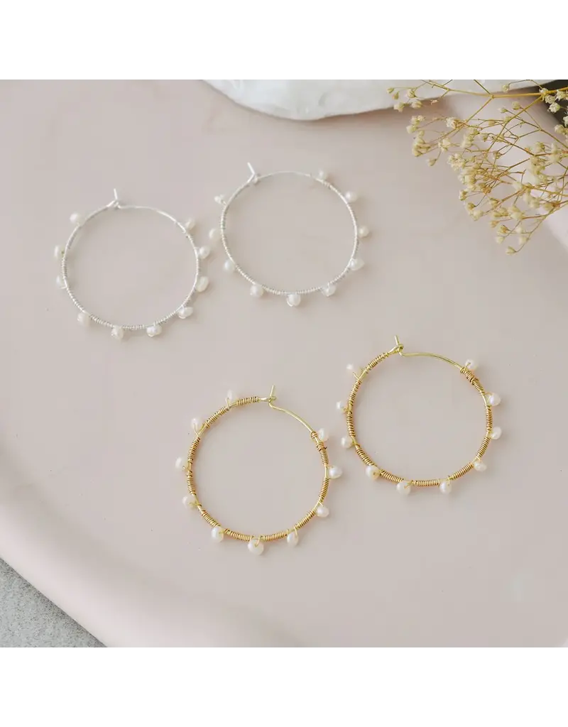 Glee Jewelry Jolie Hoop Earrings with White Pearl | Glee Jewelry