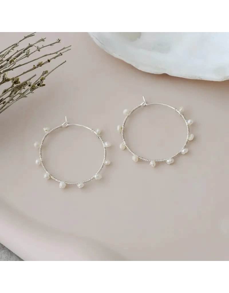 Glee Jewelry Jolie Hoop Earrings with White Pearl | Glee Jewelry