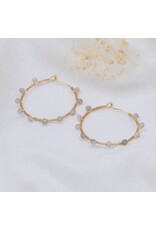 Glee Jewelry Pritti Gold Hoops with Labradorite | Glee Jewelry