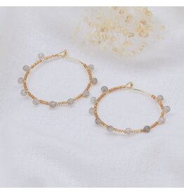 Glee Jewelry Pritti Gold Hoops with Labradorite | Glee Jewelry