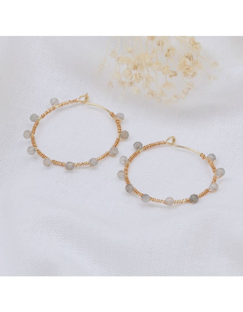 Glee Jewelry Pritti Gold Hoops with Labradorite | Glee Jewelry