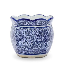 Abbott Collection Scallop Edge Porcelain Indigo Planter