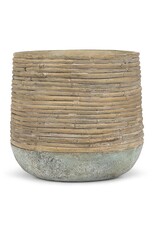 Abbott Collection Rattan Wrap Look Cement Planter | lg