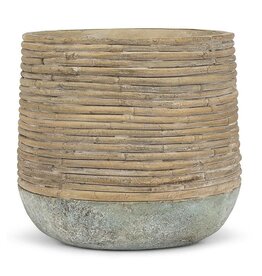 Abbott Collection Rattan Wrap Look Cement Planter | lg