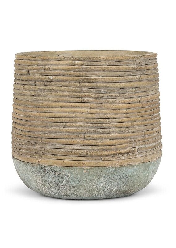 Abbott Collection Rattan Wrap Look Cement Planter | lg