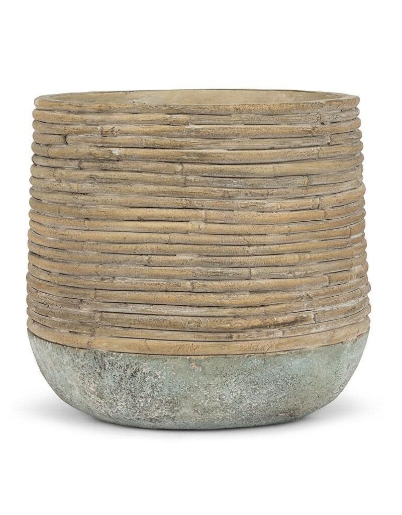 Abbott Collection Rattan Wrap Look Cement Planter | lg