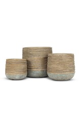 Abbott Collection Rattan Wrap Look Cement Planter | lg